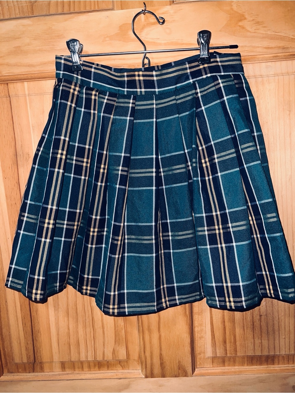 Green Plaid Pleated Skater Skirt - Women's Classic Style